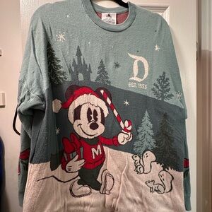 Authentic Disneyland Park Green and Red Mickey Mouse Holiday Sweater